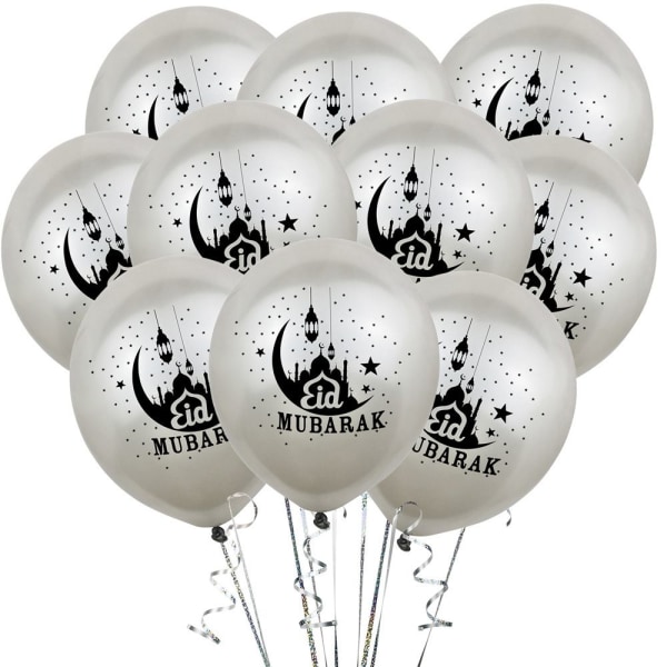 Eid Mubarak Ballonger Festdekor SILVER 10ST silver 10PCS