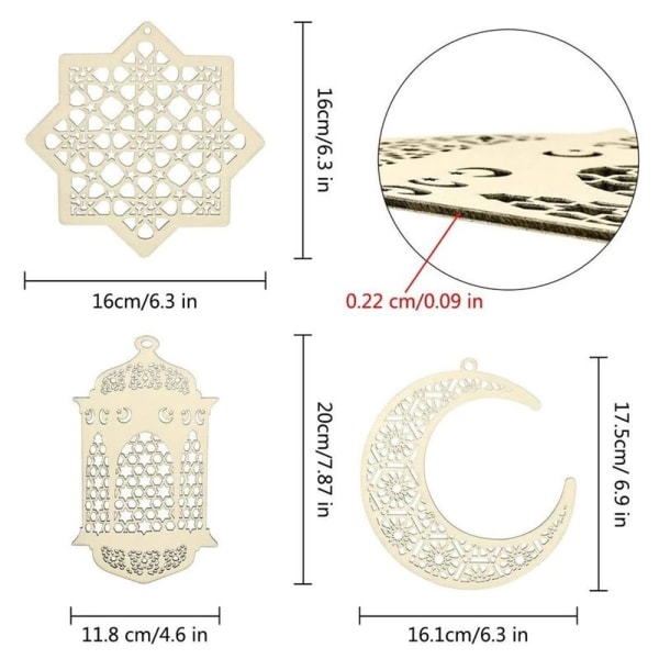 3 st/ set trä hängande dekor hänge dekoration månlykta
