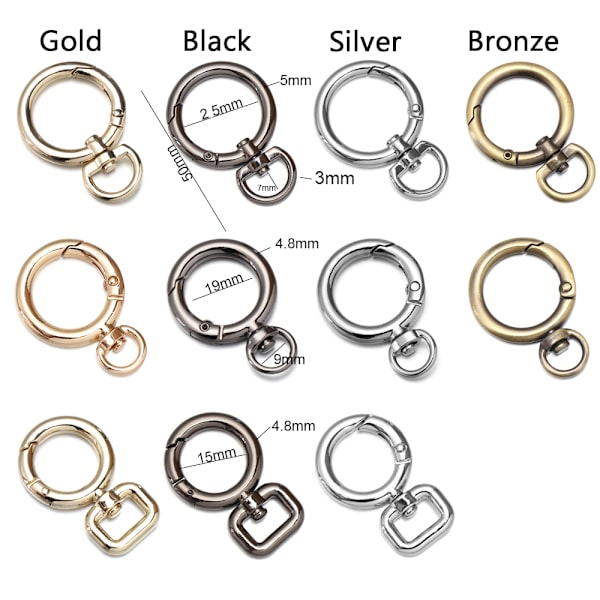 Fjeder O-Ring Spænder Karabinhage Punge Håndtasker BRONZE 19MM Bronze 19mm