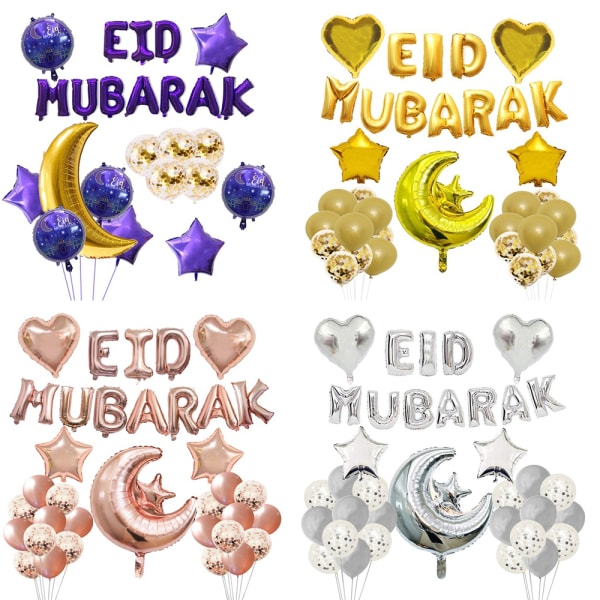 Eid Mubarak Ballonger Oppblåsbare Leker SØLV silver