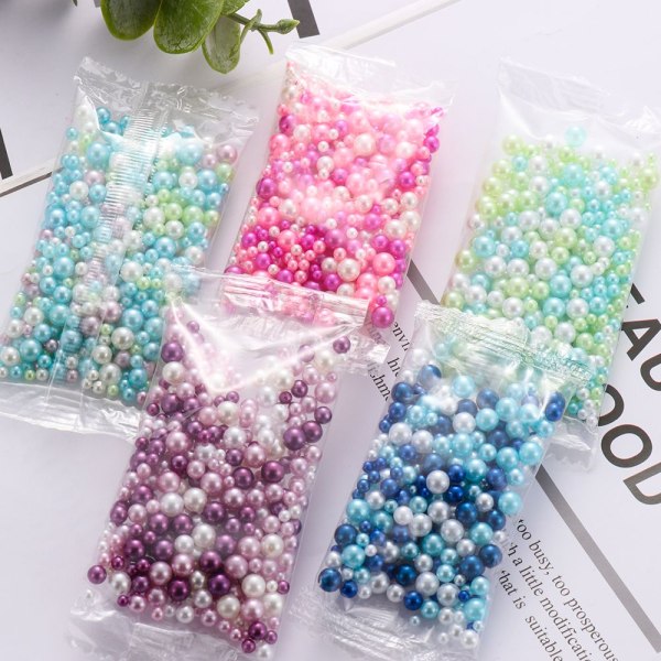 500st/påse Imitation Pearl Beads UV Resin Smycken Making LAKE lake blue