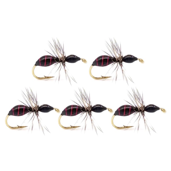 5 stk Insekter Krog Fluefiskeri SORT 12# 12# black 12#-12#