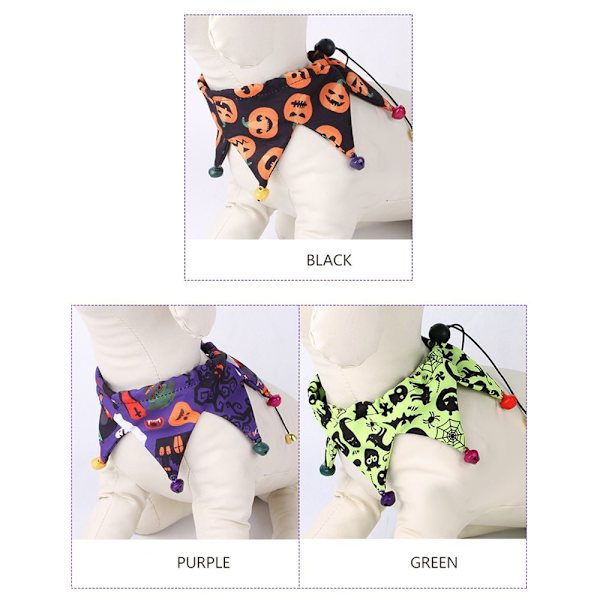 Halloween Cat Skjerf Gresskar Skull Pattern Cat Dress Up purple