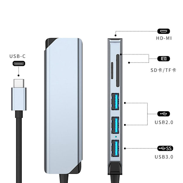 USB C HUB Type-C splitter 6-I-1 TYPE B 6-in-1 Type B