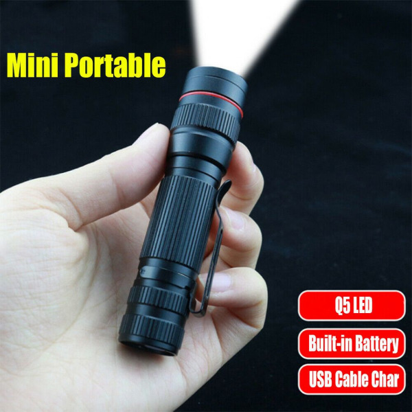 Mini Zoom lommelykt Pen Clip Opplyst lommelykt Camping