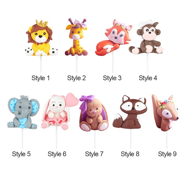 Tecknad Woodland Animal Cake Topper STIL 8 STIL 8 Style 8