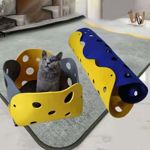 Filt Pom Skjøting Cat Tunnel GRÅ-GUL GRÅ-GUL grey-yellow