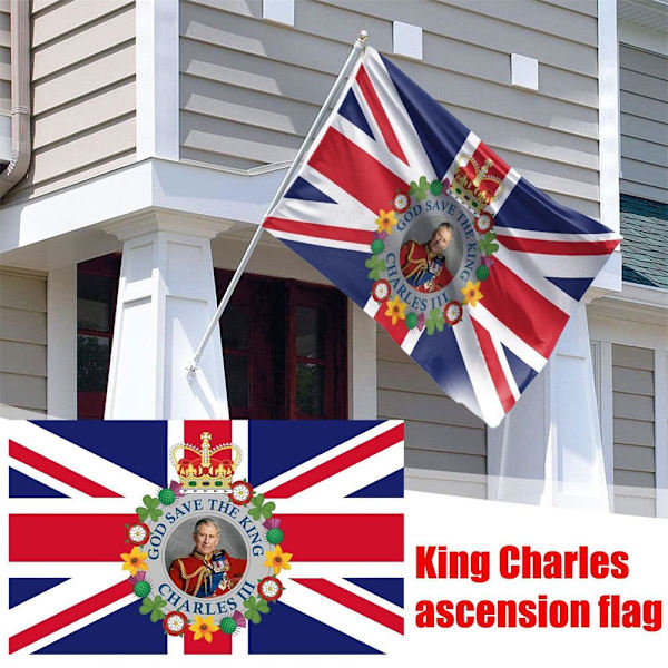 King Charles 111 Flagga Drottning Elizabeth Flaggor E E