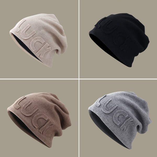 Strikkede Fleece Beanies Vinter Efterår Huer BEIGE Beige