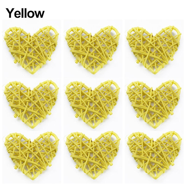 10 STK Hjerteform i kunstrotting GUL yellow