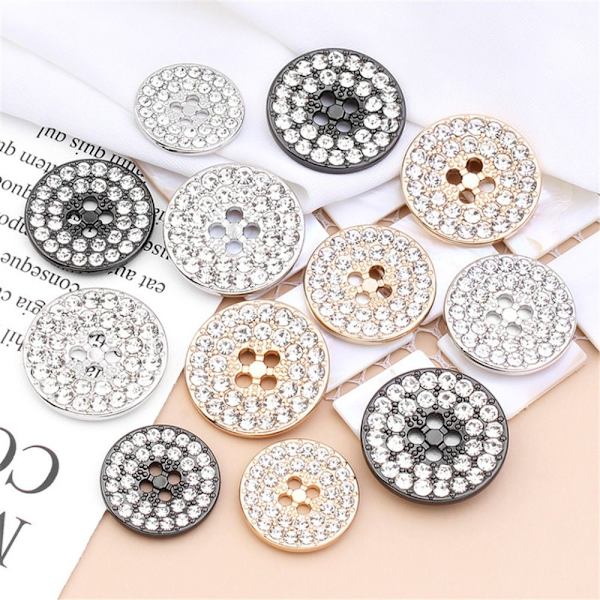 Metall Rhinestone Knappar Skjorta Knappar SILVER 15MM10ST 10ST silver 15MM10pcs-10pcs