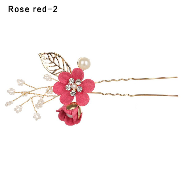 Hårkammar Blomma Hårnål Brudklämmor ROSE RED 2 rose red 2