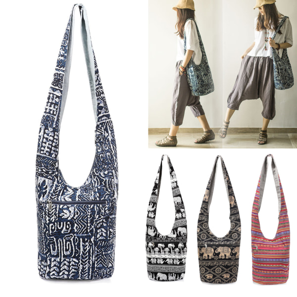 Etnisk stil veske Crossbody skulderveske SVART black