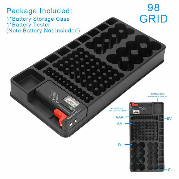98 Grids Battery Organizer Case batteritestarväska