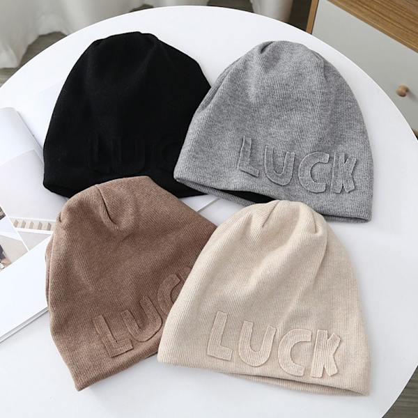 Strikkede Fleece Beanies Vinter Efterår Huer BEIGE Beige