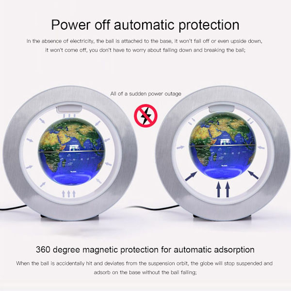 Magnetisk levitasjon Globe Verdenskart SVART EU-PLUGG Black EU Plug