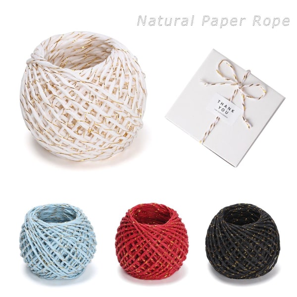 20m 4farvet Naturpapir Reb Gaveæske String Rustik Wrap HVID white