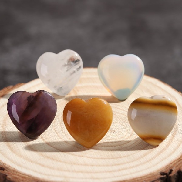 Hjerteform Krystal Chakra Healing Stone Natural Quartz