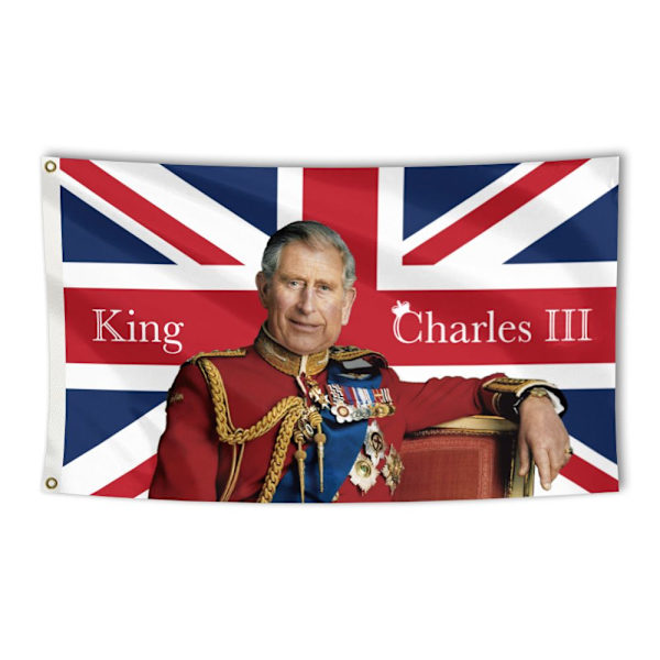 King Charles 111 Flagga Drottning Elizabeth Flaggor E E