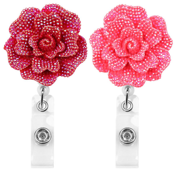 2 STK Badge Reel Rose Shape Badges Holder