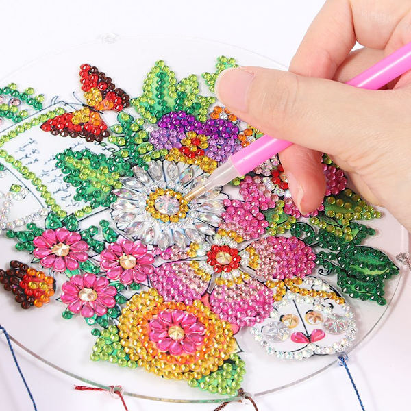 Diamantmaling Vindklokke Akryl Vindklokke KATT & SOMMERFLY Cat & Butterfly