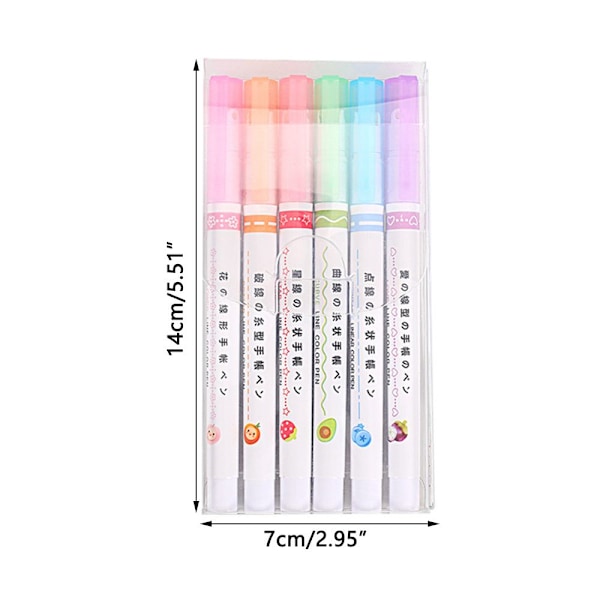 6PCS Curve Highlighter Penna Markers Penna Flera former