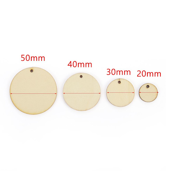 50 stk Træstykke Træornament hængende vedhæng 40MM 40mm