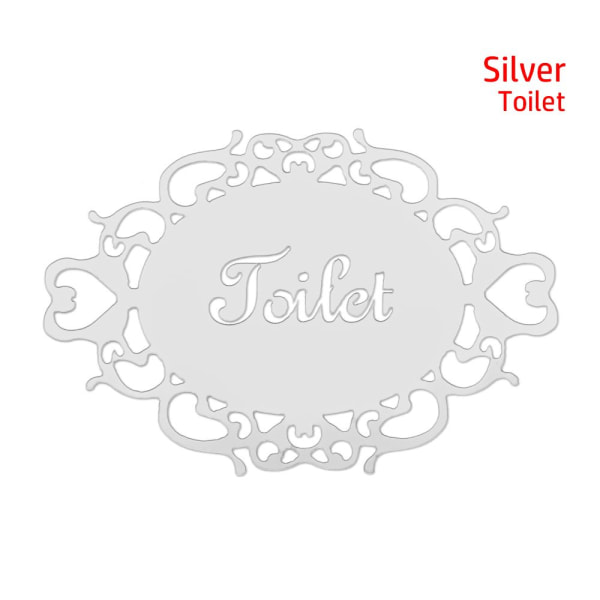 Ovalt spejlklistermærke Badeværelse Soveværelse SØLVTOILET silver