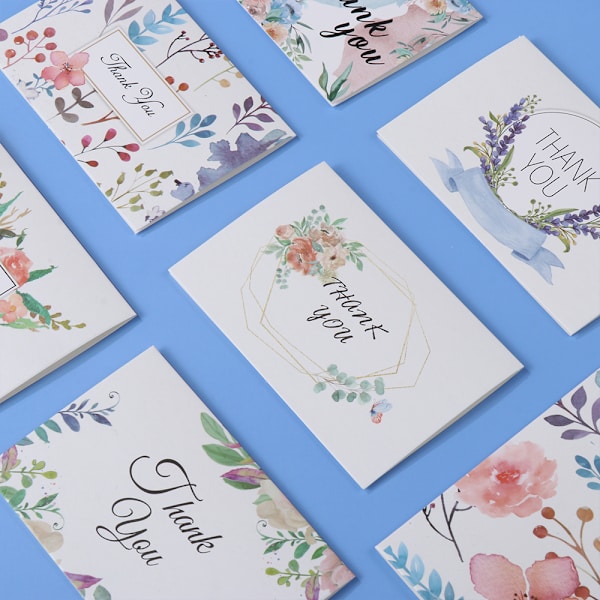 6 stk/pakke "Takk"-kort Blomst takkebrev G G G