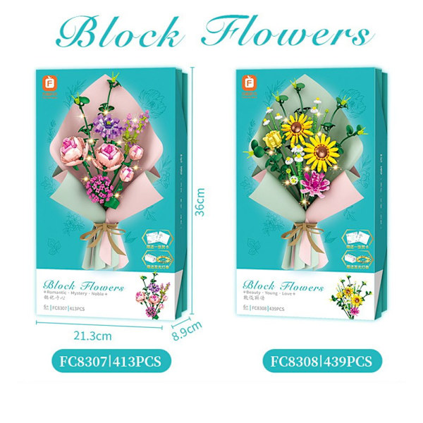 Byggeklodser Blomsterblomstbuket 3 3 3