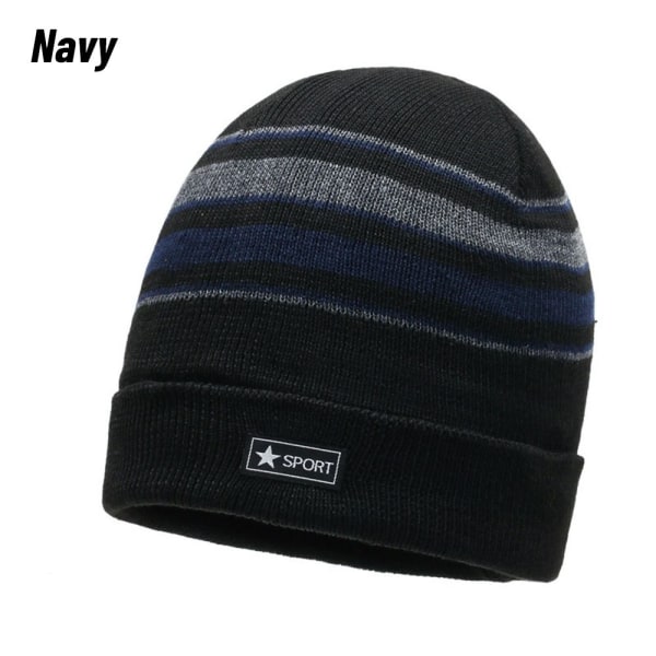 Neulotut Stripe Beanies Talvi Syksy Hatut NAVY Navy