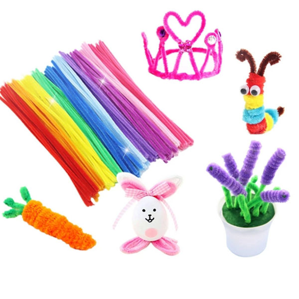 Glitter Chenille Stems Cleaners Plush WHITE white