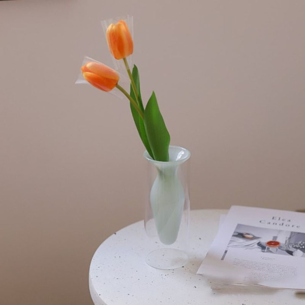 Dobbeltvægget blomstervase Hydroponisk klart glasvase D D D
