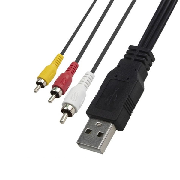 USB til 3 RCA-kabel Audio Videoledning 1,5M USB-F TIL RCA-M 1,5M 1.5m USB-F to RCA-M