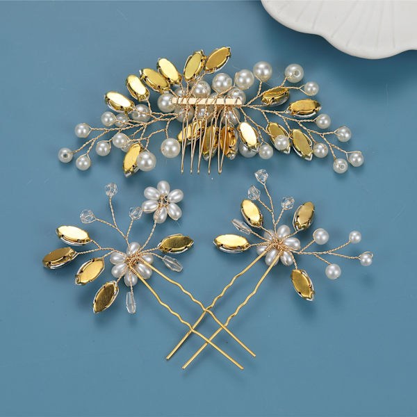 3kpl/ set Hiuskammat Flower Hiusneula KULTA gold