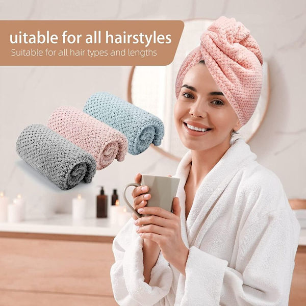 Snabbtorkande cap Microfiber Hårhandduk GRÅ grey