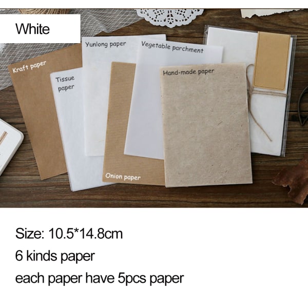 30 STK Scrapbooking Tissue Papir Specialmateriale HVID HVID white