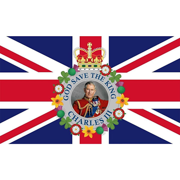 King Charles 111 Flagga Drottning Elizabeth Flaggor E E