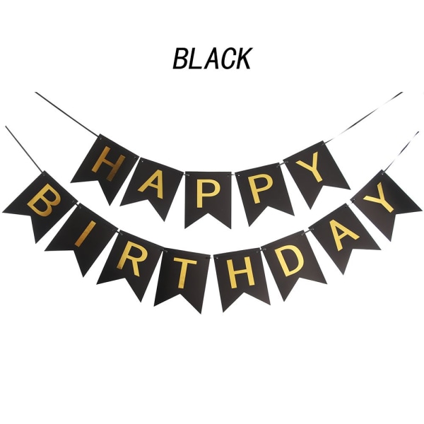 Punting Banner Hanging String liput Kultakirjaimet MUSTA black