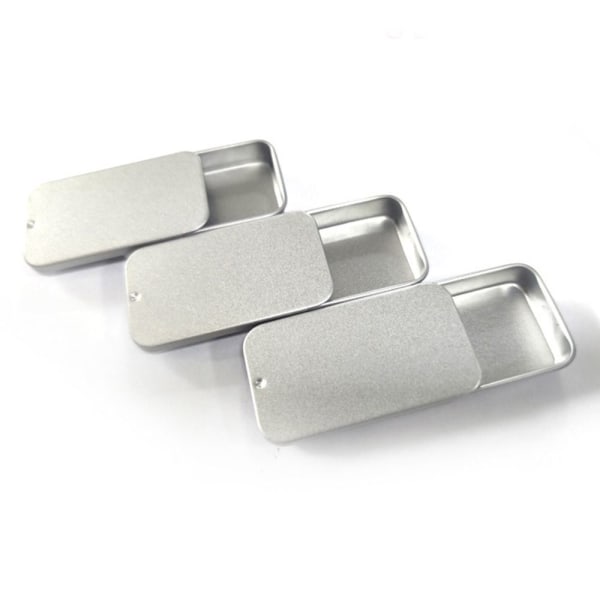 4st Aluminium Plåtburk Kosmetikbehållare SILVER 80X35X11MM Silver 80x35x11mm