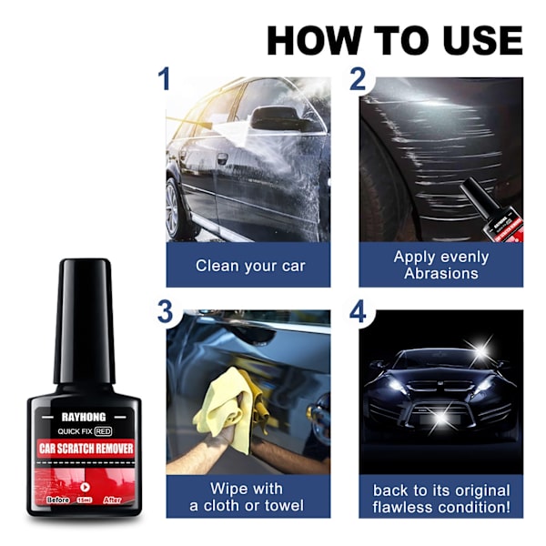 Autoreparationsmiddel Ridsefjerner RØD 15ML 15ML red 15ML-15ML