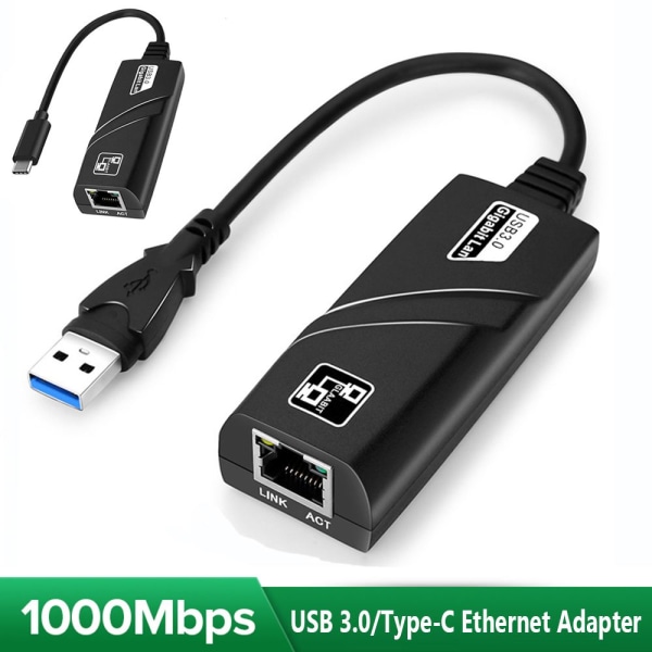 Ethernet-adapter USB 3.0 til Gigabit 1000M TYPE-C 1000M Type-C