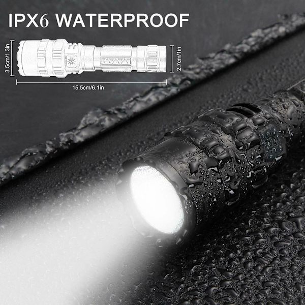 LED vahva valo taskulamppu Tehokas taskulamppu USB ladattava