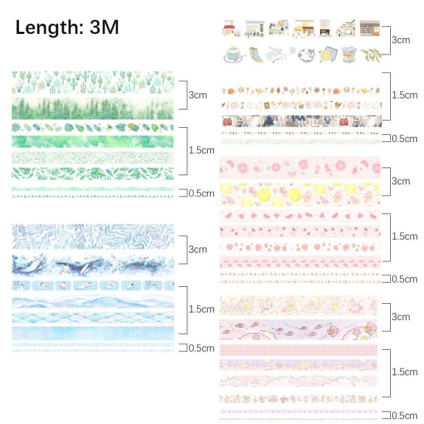 8 rullaa/ set Koristeeppi Paperiteippi DD D