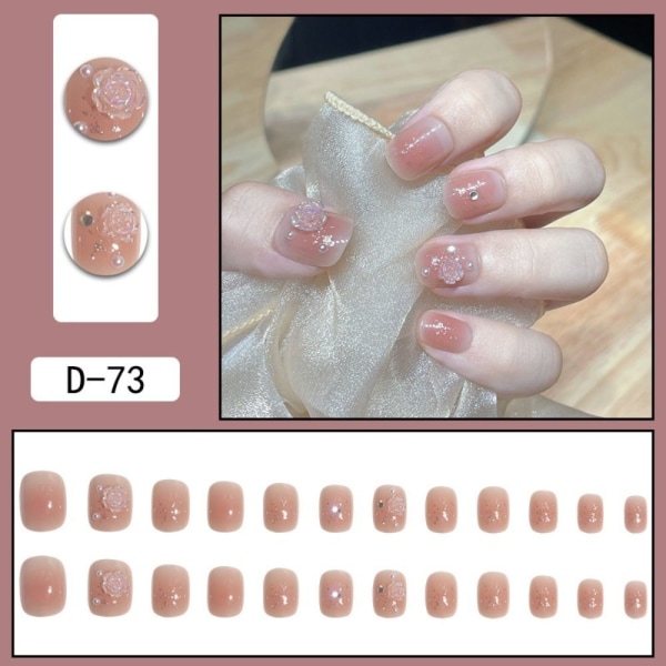 24stk False Nails Short Square French D-73