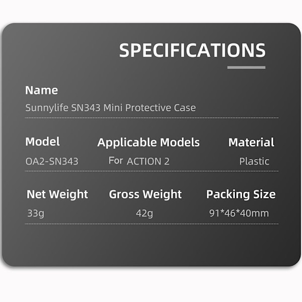 For DJI Action 2 Storage Box Action-kamera Black