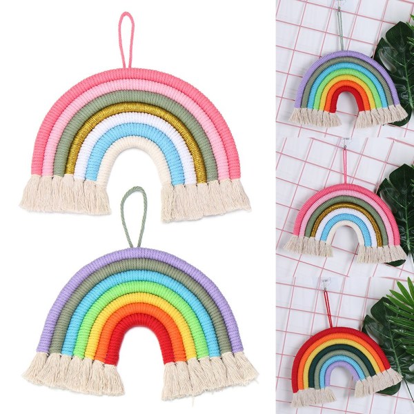 Rainbow Tapestry Macrame seinäteline 2 2