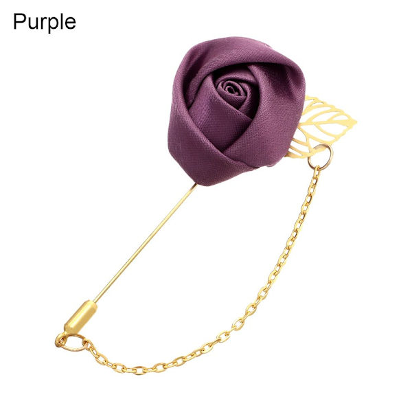 Rose Flower Broche Groom Boutonniere PURPLE Purple