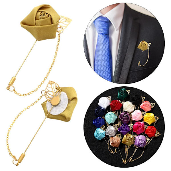 Rose Flower Broche Groom Boutonniere GRÅ Grey