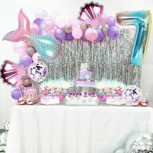 7 stk/parti Havfruehaleballonnummer folieballoner 7 7 7